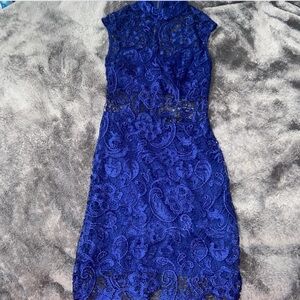 Elegant Blue Lace Dress